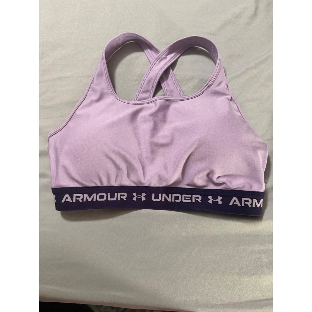 Under Armour Women's Compression Sports Bra XL Purple Racerback Medium Support